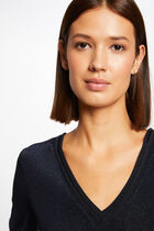 Short-sleeved t-shirt with V-neck navy blue women