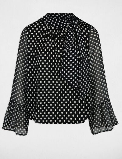 T-shirt with lavallière collar black women