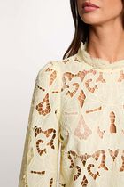 Embroidered blouse with high neck pastel yellow women