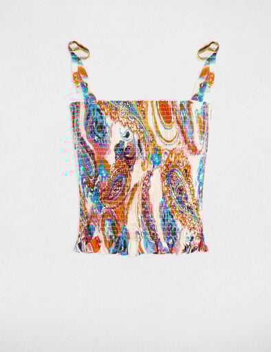 Printed smocked top multicolor women