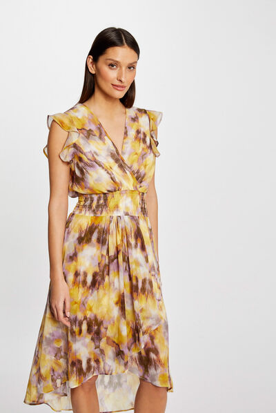 Midi waisted dress abstract print multico ladies'