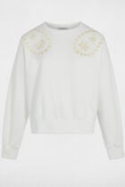 Embroidered knit sweater white women