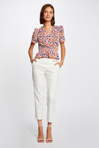 Short-sleeved t-shirt floral print ecru women