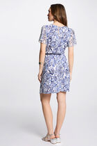Robe courte droite imprimée multicolore femme