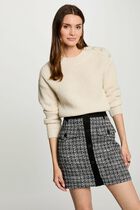Jumper round neck and buttons ivory women