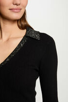 Jumper collar jewelled details black women
