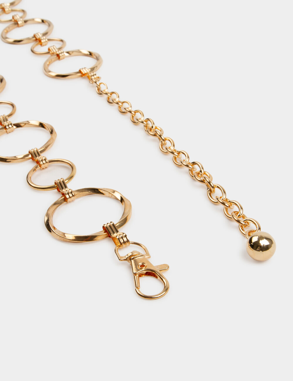 Belt with metal rings gold yellow women