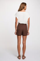 Fitted short skirt-shorts dark brown women