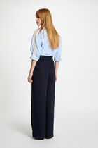 Wide leg trousers navy blue women