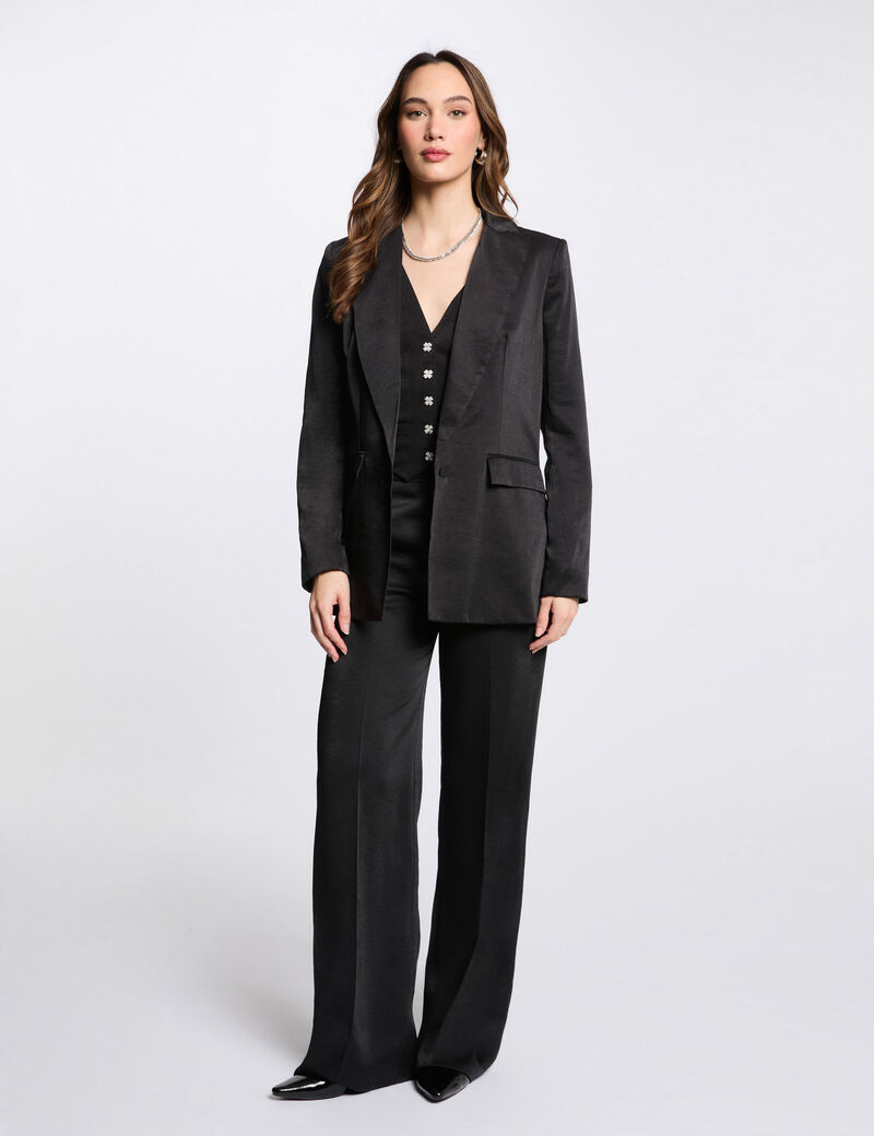 Suede blazer black women