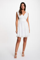 Jacquard dress with V-neck white women