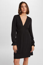 Waisted mini dress V-neck black women