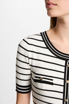 Pull manches courtes rayé blanc femme