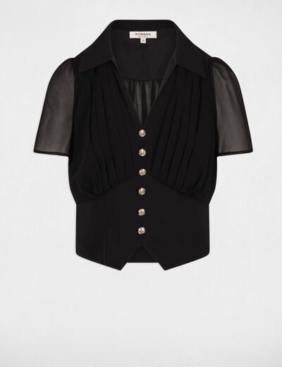 Top short sleeves and pleats black women