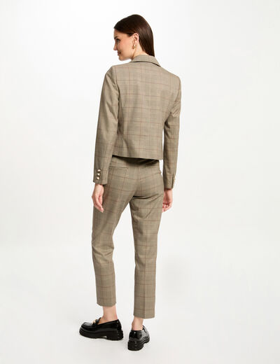 Fitted trousers check print multicolored women