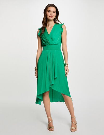 Sleeveless loose straight dress emerald green women
