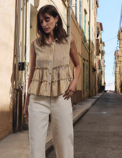 Sleeveless striped shirt multicolor women