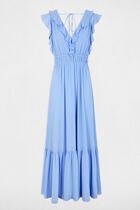 Long dress with V-neck lavender blue women