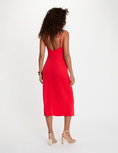Mid-length dress with chain straps red women