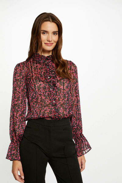 Long-sleeved shirt floral print multico ladies'