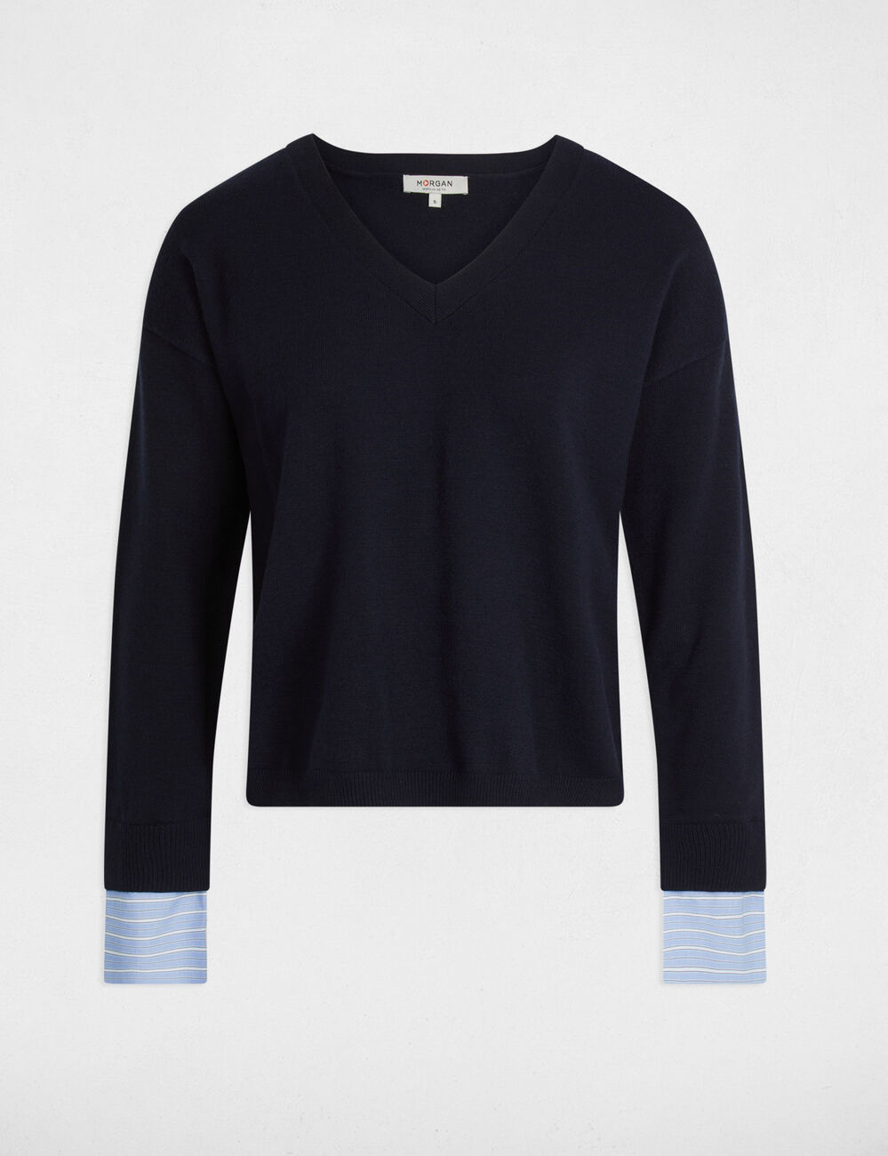 Jumper with V-neck navy blue women