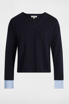 Jumper with V-neck navy blue women