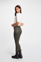 Pantalon slim enduit vert foncé femme