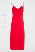 Mid-length dress with chain straps red women