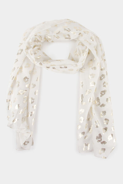 Scarf with leopard print white ladies'