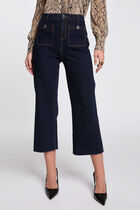 Cropped wide leg trousers raw denim women