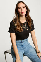 T-shirt manches courtes noir femme