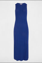Fitted maxi knitted dress electric blue women