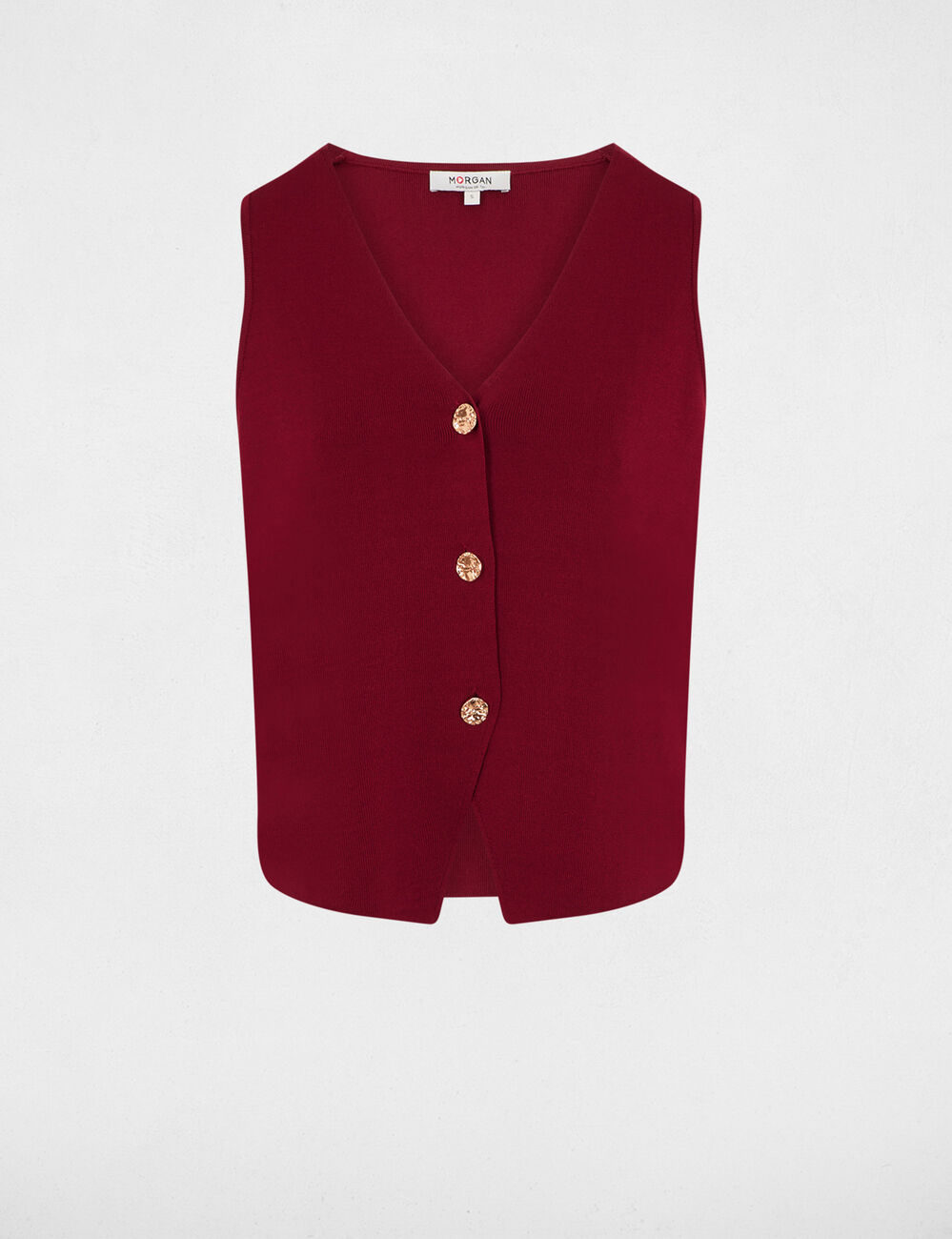 Sleeveless V-neck cardigan bordeaux women