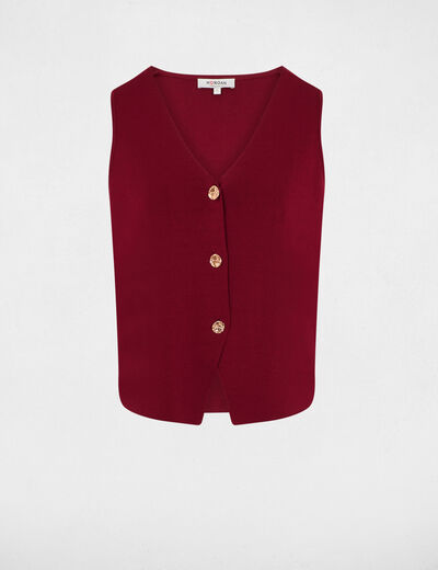 Sleeveless V-neck cardigan bordeaux women