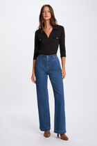 Knit with a turn-down collar black women