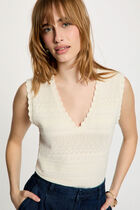 Fitted V-neck sweater ivory women