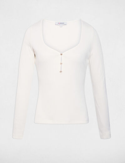 T-shirt with heart neckline white women