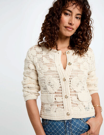 Long-sleeved cardigan ivory women