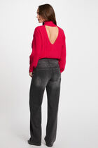 Jeans large détails chaînes gris clair femme