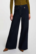 High-waisted wide-leg jeans blue women