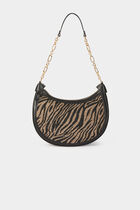 Zebra half-moon bag black women