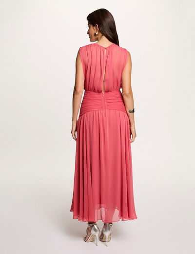 Draped long dress antique pink women