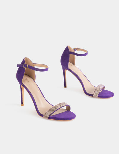 Sandals with heels and jewelled details dark purple ladies'