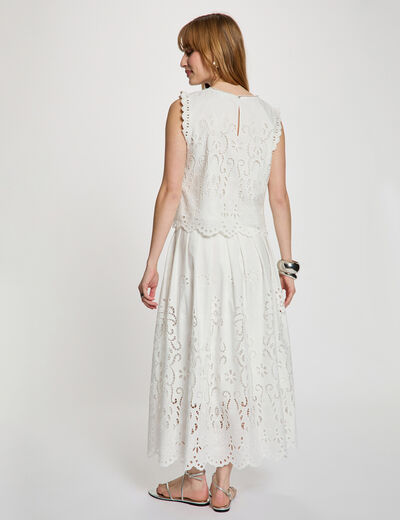 Jupe longue &eacute;vas&eacute;e blanc femme