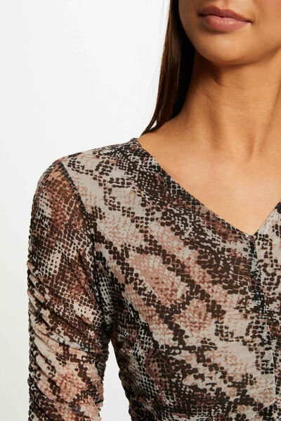 Long-sleeved t-shirt snake print multico ladies'