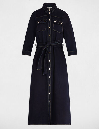 3/4 buttoned dress raw denim women