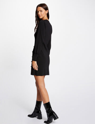 Fitted jumper dress with buttons black ladies'