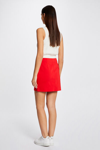 High-waisted straight skirt with buttons red ladies'