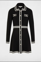 Robe tricot courte trapèze noir femme