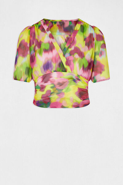 Short-sleeved blouse abstract print multico ladies'